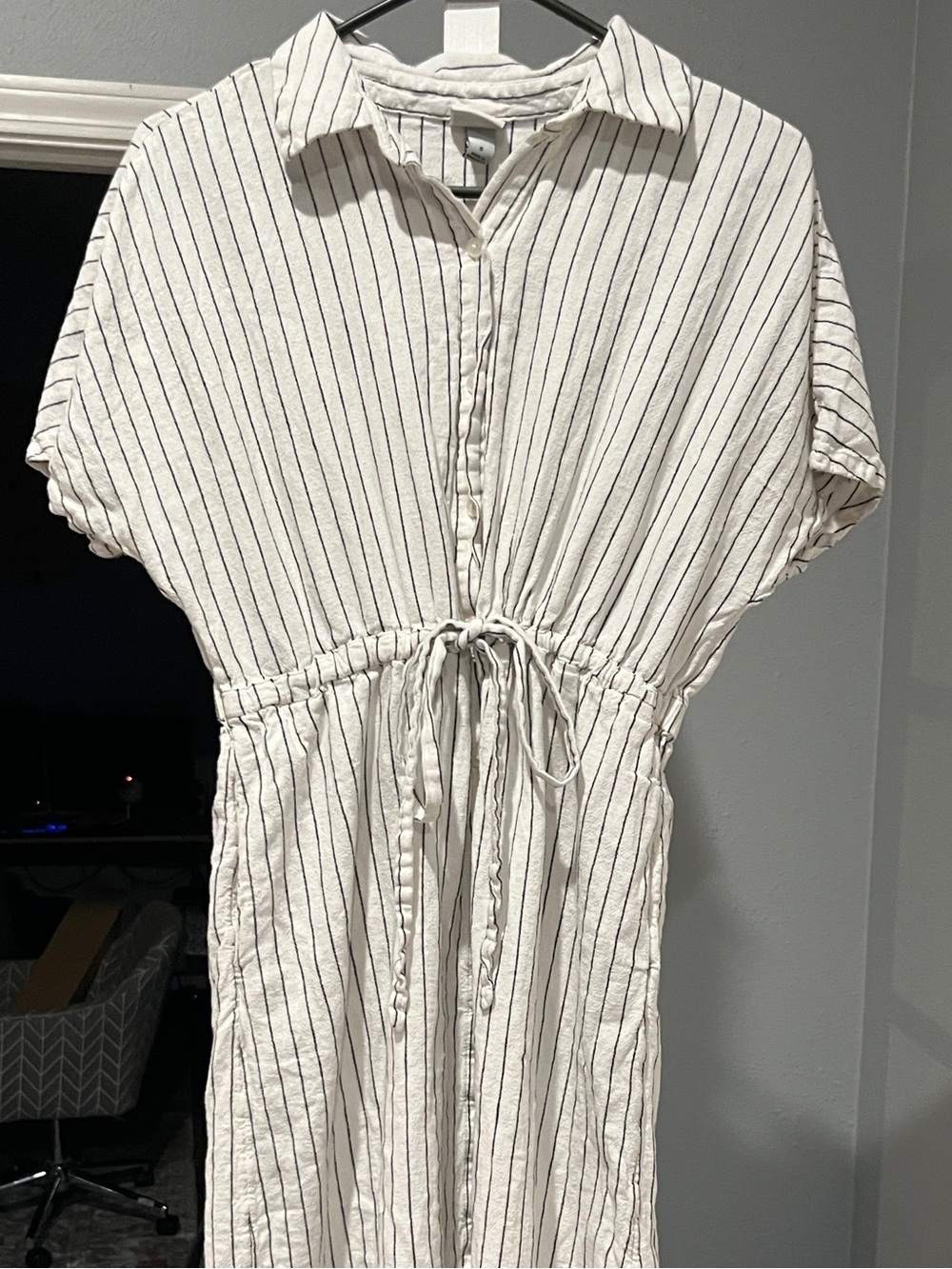 a new day White Shirt Dress with Black Pinstripes